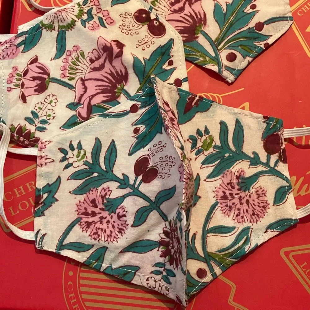 Cotton Floral Washable Face Masks In Boho Print, Reusable, 3 Masks